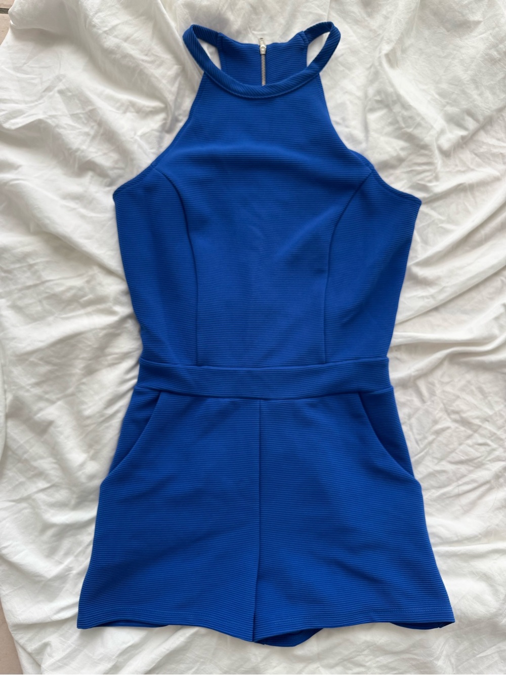 Blue Racerback One-Piece Romper